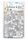 Donna Hair Braiding Kit: 11x10mm Pony Beads, DIY Plastic Beads, Quick Beader for Kids - CLEAR/WHITE - color: C/WHITE