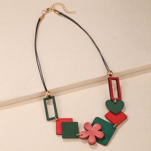 Chunky Acrylic Beaded Necklace for Women Colorful Acrylic Beaded Choker Round Beads Statement Necklace Fashion Jewelry - color: -Green