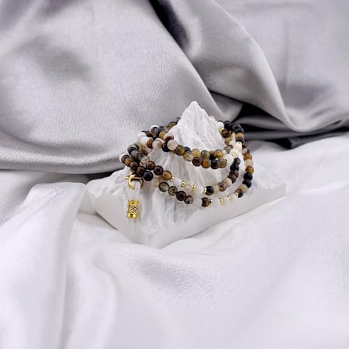 Damanse Beaded Glasses Chain,Eyeglass & Sunglass Strap For Women Stylish - color: Coffee Agate-shellwork