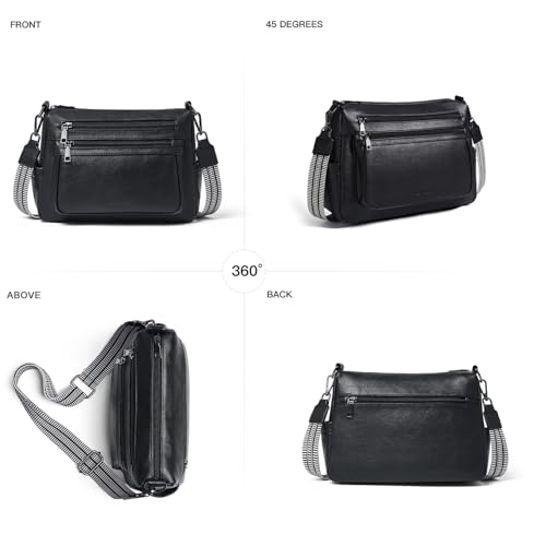 Bluome Crossbody Purses for Women, Medium Large Faux Leather Crossbody Bags Lightweight Sling Bag Shoulder Handbags - color: Black, size: Large 12L