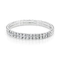 Zealmer Sparkle Multicolor Rhinestone Stackable Stretch Bracelets for Women - color: 2 Row Silver Bracelet