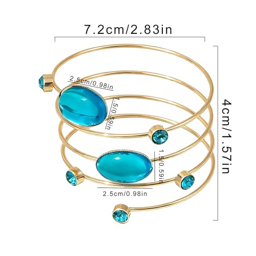 Upper Arm Cuff for Women, Simple Sexy Harness Armlet Bracelet with Crystal Adjustable Upper Arm Chain Bangle Arm Band for Women - color: Blue Crystal