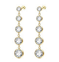 Women's Long Sparkly Dangle Earrings Hypoallergenic Stainless Steel 14K Gold Plated Lightweight CZ Statement Studs - color: Gold