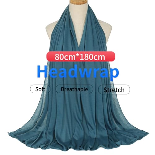 Harewom Head Wraps for Black Women Stretch Head Scarf Long African Hair Wraps Turban Headwraps Jersey Headbands - color: 1pcs -Dark Cyan