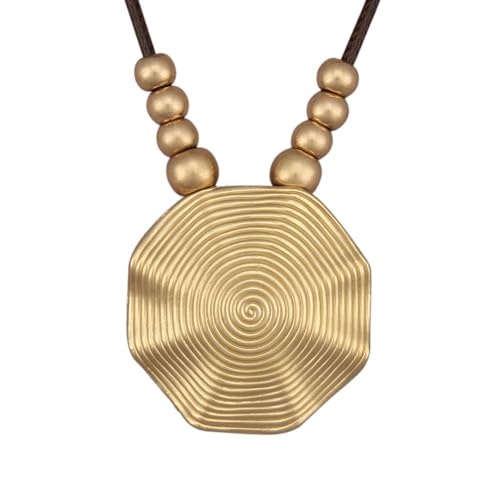 Boho Necklace for Women Adjustable Silicone Rope with Gold Beaded Pendant Chunky Handmade Vintage Jewelry - style: Bead Thread Necklace