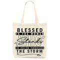 Christian Gifts for Women, Floral Faith Canvas Tote Bag, Faith Gifts for Women Mom Inspirational - color: Blessed 767