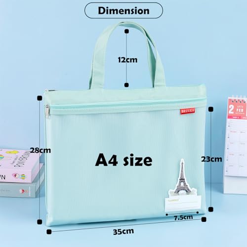 Mesh Zipper Pouch 11x13.7 in, A4 Double Pocket Waterproof File Bag with Handle, Document Storage for School/Travel/Office/Cross Stitch/Puzzle (Green) - color: Green