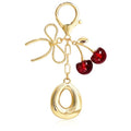 Cute Initial Cherry, Bow, Heart & More Styles - Personalized Keychain Bag Charms & Purse Accessories for Handbags - color: Red Cherry, style: O