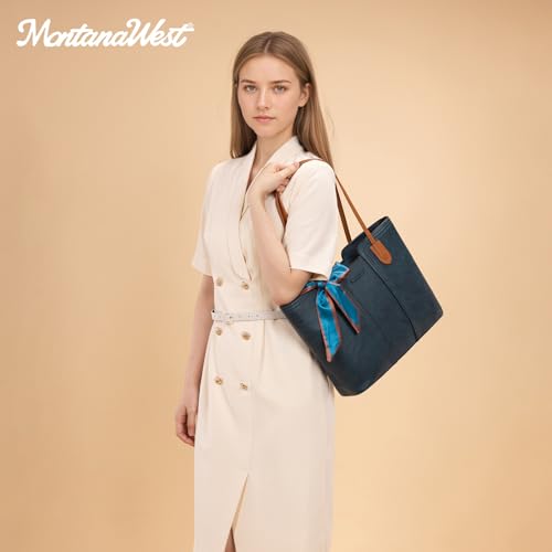 Montana West Tote Bags for Women Top Handle Satchel Purses - color: Teal Blue