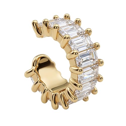 MEVECCO Ear Cuff Non Piercing for Women 18K Gold Plated Dainty Ear Cuff Earring Stacks Cartilage Clip On Wrap Huggie Minimalist Fake Piercings Open Hoops Jewelry Gifts - style: white