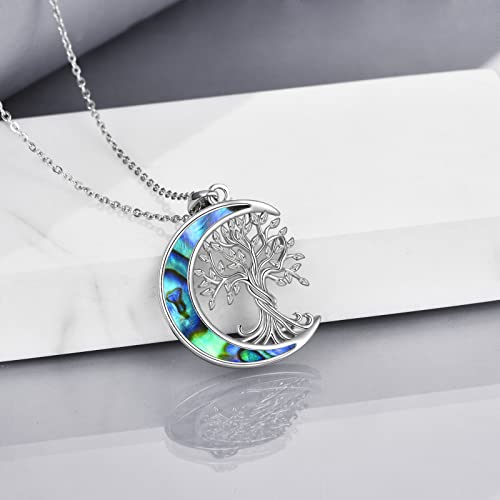 ONEFINITY Tree of Life Necklace 925 Sterling Silver Abalone Shell Celtic Knot Pendant Necklace for Women Jewelry - style: Abalone Shell moon tree