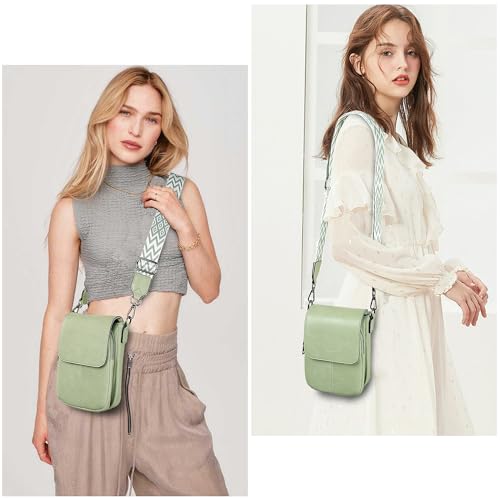 TANTOMI Small Crossbody Bags for Women Trendy, Cell Phone Purses Wallet with 4 Card Slots, Small Purses with Adjustable Strap - color: 05-light Green