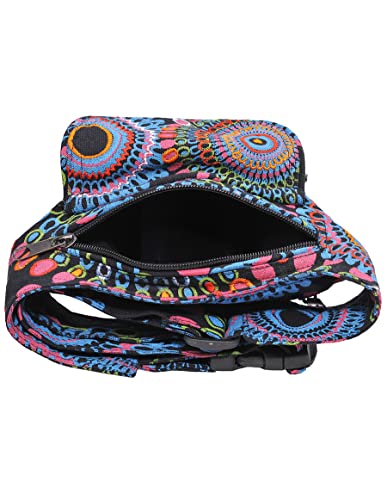 The Collection Royal Handmade Festival Waistpack Boho Hippie Waist Bag Hip Bum Running Belt Fanny Pack Travel Utility Belt (Blk+Blu+Prpl) - color: Blk+Blu+Prpl
