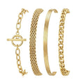 RINHOO Gold Chain Bracelets Set for Women - Trendy Paperclip Snake Link Layered Bracelets 18K Gold Plated Stainless Steel Stackable Wrist Jewelry Aesthetic Preppy Gifts - style: Gold-Style 1
