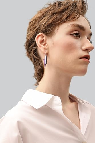 Trendy Dangle Earrings Set for Women, Colorful Aluminum Drop Earrings, 6 Pcs DIY Interchangeable Conical Beads, Lightweight Titanium Ear Hooks, Hypoallergenic and Not Easy To Fade - color: Blue Dark blue Purple