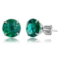 10k Gold 8mm Round Birthstone Stud Earrings for Women by MAX + STONE - color: Created Emerald