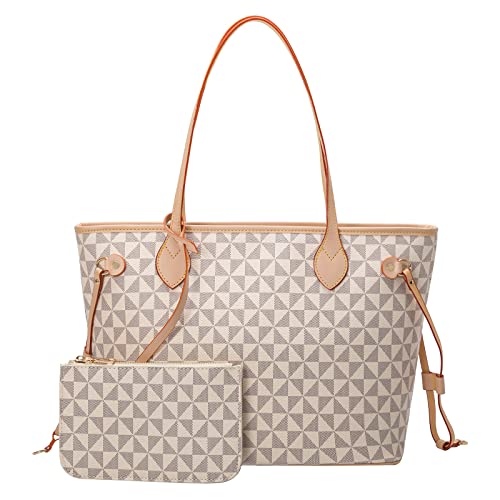 Lacel Urwebin Handbags for Women Designer Fashion Purses Top Handle Satchel Shoulder Bags 2pcs with Small Wallet (White) | Top Handle Satchel