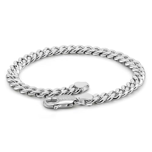Dankadi Italian Sterling Silver Cuban Link Chain Bracelet Men 3MM 4MM 5MM 6.3 "6.7" 7 "7.5" 8 "8.5" 9 "Solid 925 Silver Bangle For Woman Cuff Jewelry Gift - color: 5MM, size: 6.7 inch