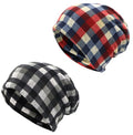 Women's Slouchy Beanie Cap Chemo Headwear Hats Scarf - color: J - Red Black
