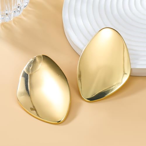 Statement Earrings for Women Big Earrings Large Statement Earrings Chunky Irregular Geometric Drop Dangle Earrings Oval Round Pebble Shape Earrings Chunky Jewelry - style: style gold