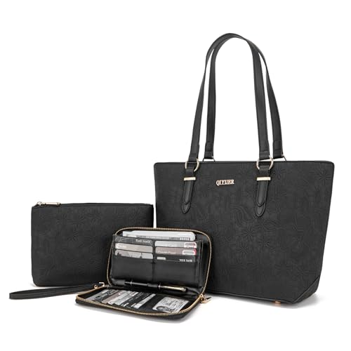 Purses And Wallets Set For Women Work Tote Satchel Handbags Shoulder Bag Top Handle Totes Purse With Matching Wallet - color: A57-3pcs/Set Black