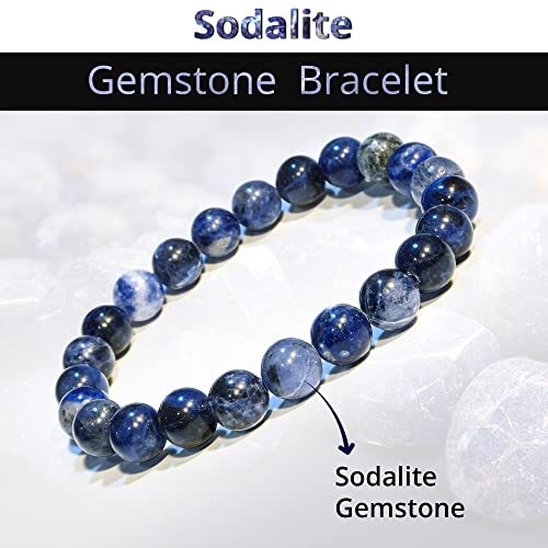 ANAYA AGATE Healing Crystal Bracelet for Women and Men – 8mm Round Beaded Bracelet for Men and Women – Unisex Stretchy Gemstone Bracelet for Healing and Protection - color: Sodalite