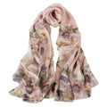 100% Mulberry Silk Women's Neck Silk Scarf-Lightweight Shawl,FLoral Print Beach Silk Wrap-Scarves for Photography - color: Dusty Pink