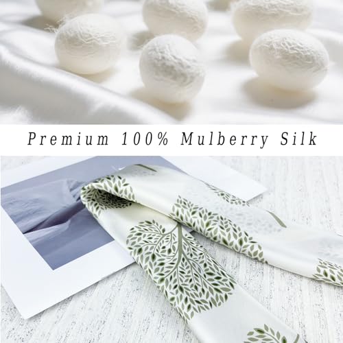 Women's Small 21 inch 100% Silk Scarf Bandana for Head Neck Hair | 100% Mulberry Silk Lightweight Designs Gift-Ready Packaging For Hair Fashion 21"x21" Printed - color: 106white Khaki