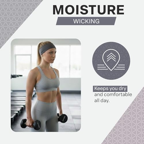 COLD FACTOR Cooling Headband for Women and Men – UPF 50+ Advanced Evaporative Comfort, Instant Cooling Sweatband for Outdoor Sports, Fitness, Yoga, Hiking, Running, and Workout - color: Gray