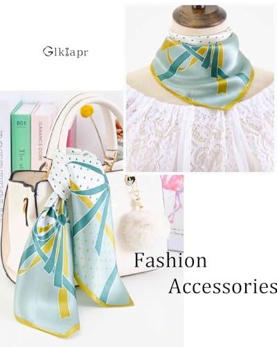 Satin Bandana Headscarf for Women Silky Hair Scarves for Fashion Lightweight - color: 13-green Spots