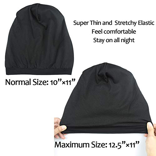 Alnorm Cozy Satin Lined Slouchy Beanie Cap with Soft Elastic Band for Women Black - color: Black