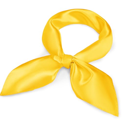 American Trends Women Silk Feeling Scarf Satin Head Scarves Square Wrap Neck Scarf Lightweight Silk Like Bandana - color: 02 Yellow