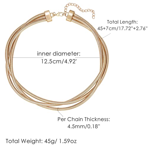 Chunky Gold Collar Choker Statement Necklace for Women Trendy | Gold Plated Layered Twist Flat Thick Snake Herringbone Chain African Torque Necklace Prom Boho Necklaces Party Jewelry Gift - style: 3 Twisted Chain/Gold