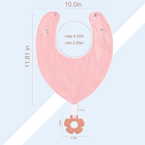 Baby Bandana Drool Bibs 6-Pack and Teething Toys 6-Pack Made with 100% Organic Cotton, Absorbent and Soft Unisex - color: Muslin Bibs Pattern - Girls
