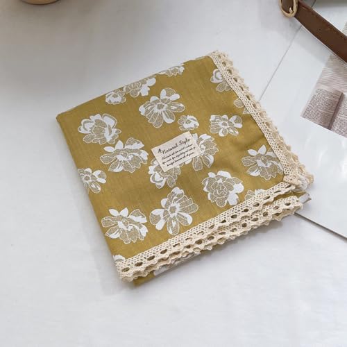 Soft Cotton Like Lace Bandana Headband, Head Wrap, Protective Coverage, Hair Neck Scarf for Women 24 x 24 inch - color: Cas018 - White Flower Y