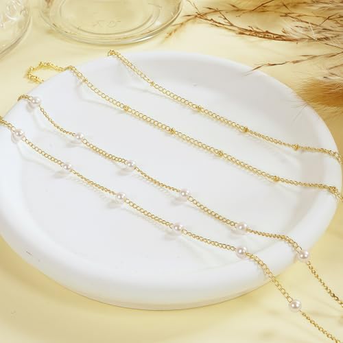 14K Gold Plated Waist Chain for Women, 2Pcs Adjustable Pearl Beads Body Chain, Sexy Layered Summer Beach Bikini Belly Jewelry Accessories - style: Bead&Pearl