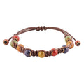 MINACHI Bohemian Colorful Ceramic Bead Adjustable Leather Bracelet, Boho Hippie Summer Jewelry Gift for Women - color: S01B