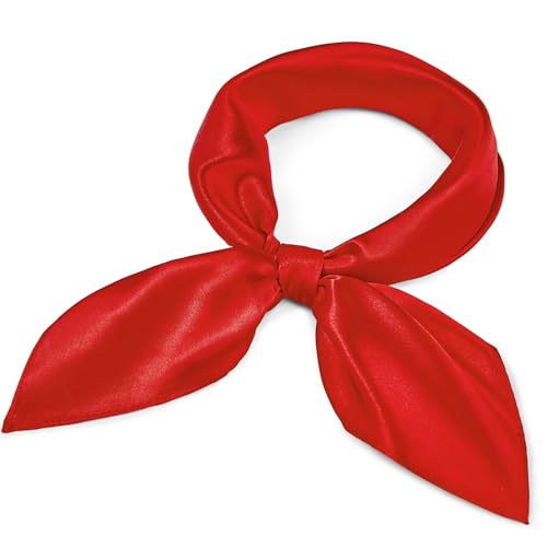 American Trends Women Silk Feeling Scarf Satin Head Scarves Square Wrap Neck Scarf Lightweight Silk Like Bandana - color: 03 Red