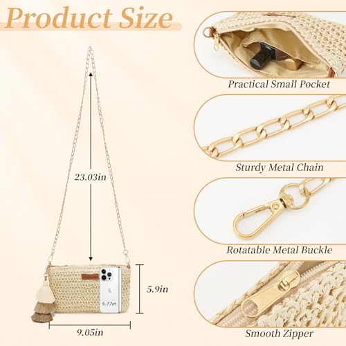 Small Straw Purse for Women Summer Clutch Purses Beach Woven Envelope Bag Raffia Shoulder,Straw Crossbody Bag boho - color: Square Beige