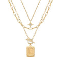 Paxuan Dainty Gold 3-Layer Personalized Initial Necklace for Women - 18K Gold Layered Letter Pendant Necklace Adjustble Paperclip Chain Choker Necklace Jewelry Gifts with Star Charm - style: Letter L