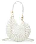 Jusavie Bohemia Crochet Handwoven Seashell Bag Women Summer Beach Bag Boho Evening Clutch Purses Shoulder Crossbody Bags 2026 - color: White