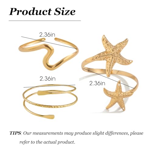 Frodete Arm Cuff Bracelet for Women Gold Upper Arm Jewelry Bangle Cuff Bracelets Starfish Shell Beach Jewelry Trendy Stuff Gifts - color: C3:arm cuff