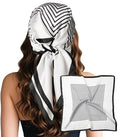 Sumolux Head Hair Scarf for Women Like Satin Silk Scarf Bandana Hair Wrapping Night Large Square Scarves 27.5" - color: White Stripes