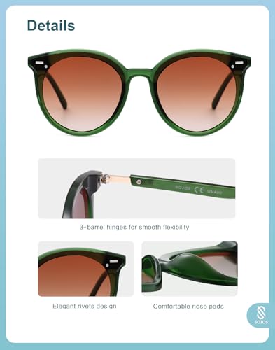 SOJOS Sunglasses Womens Trendy 2025 Classic Round Retro Vintage Shades Large Frame Sunnies SJ2067 - color: Transparent Green