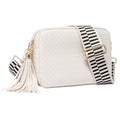 Woven Crossbody Bag Small Crossbody Bags for Women Leather Purse Trendy Boho Shoulder Bag for Women - color: White