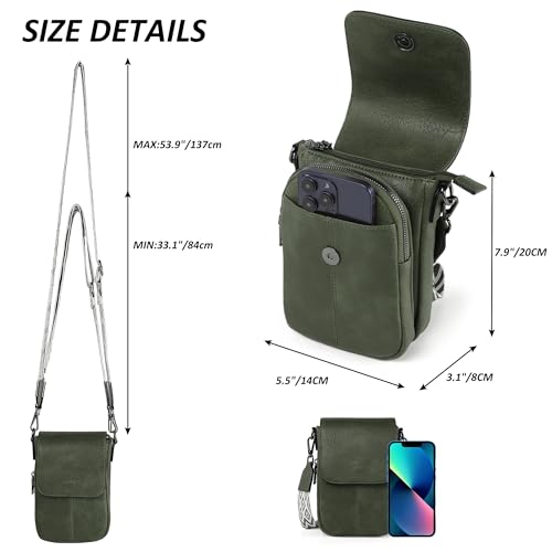 TANTOMI Small Crossbody Bags for Women Trendy, Cell Phone Purses Wallet with 4 Card Slots, Small Purses with Adjustable Strap - color: 06-dark Green