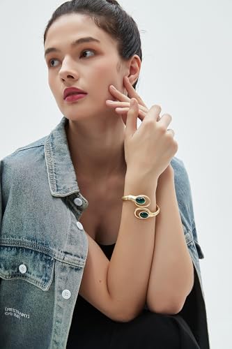 Chunky Gold Bracelet Trendy Gold Cuff Bracelets for Women Statement Silver Arm Cuffs Bangles Arm Punk Jewelry Accessories - style: Gold Bengals