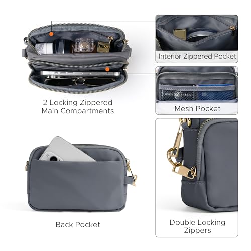 Joryin Anti Theft Crossbody Bag for Women, Slash-resistant RFID Blocking Travel Purses, Small Shoulder Bag Handbag, Nylon - color: Gray