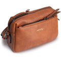 Alldaily Small Triple Zip Crossbody Purse for Women, Vegan Leather Phone Bag with Wide Shoulder Strap - color: Brown