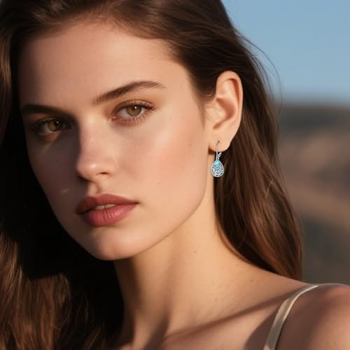 Western Earrings for Women 925 Sterling Silver Turquoise Western Country Dangle Drop Earrings Country Jewelry Gifts for Cowgirl Cowboy - style: Cactus-B
